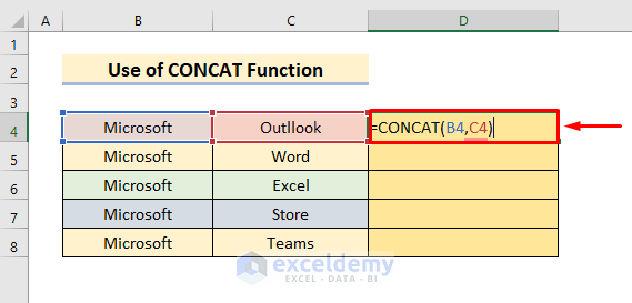 Combine Text Cells with Excel CONCAT Function