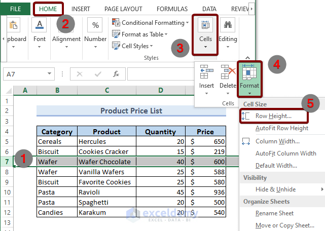 Check Default Row Height Units in Excel