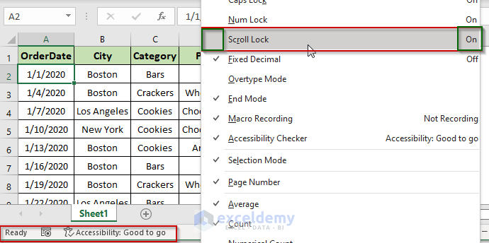 How to Turn on/off Scroll Lock in Excel