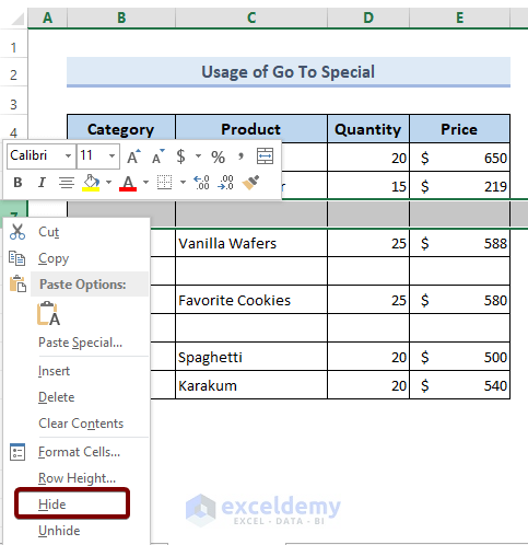 hide blanks to Sort and Ignore Blanks in Excel