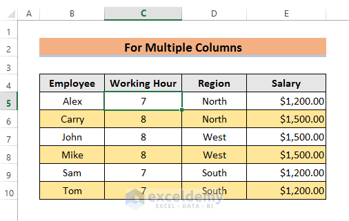 Sort Multiple Columns Using Excel Shortcut