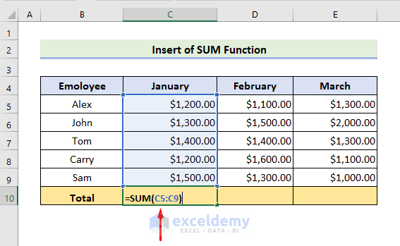 Insert of SUM Function Manually to Total Entire Column