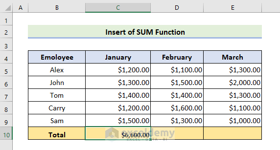 Insert of SUM Function Manually to Total Entire Column