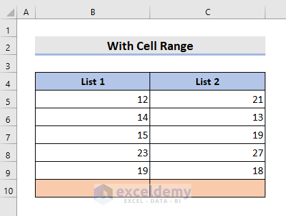 Finding Sum of Squares with cell ranges in Excel