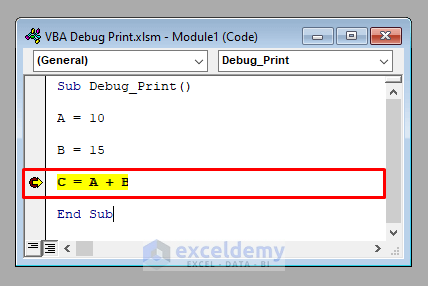 Break Mode Debug Print in Excel VBA