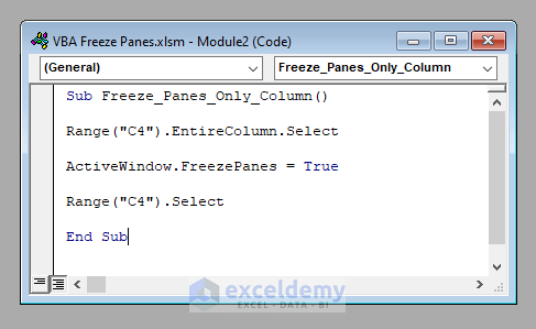 VBA Code to Add Freeze Panes with VBA in Excel