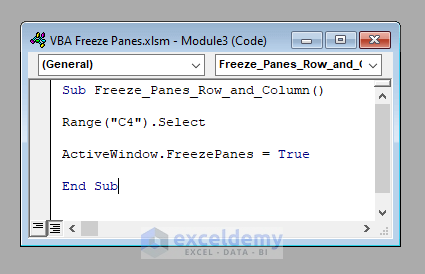 Quick View to Add Freeze Panes with VBA in Excel