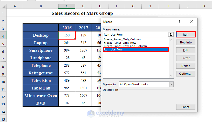 Running Macro to Add Freeze Panes with VBA in Excel