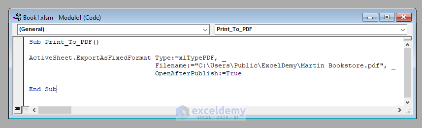 VBA Code to Print to PDF in Excel VBA
