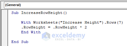 Increase the Existing Height of Row with VBA Macro in Excel