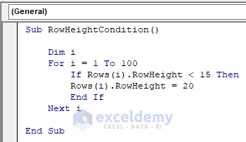 VBA to Modify Row Height Based on Condition in Excel