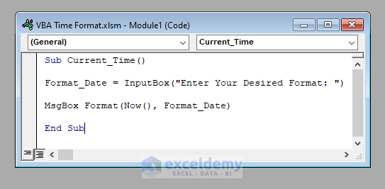 Quick View to Use Time Format in Excel VBA