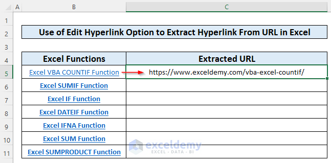 Extract Hyperlinks from URLs in Excel 