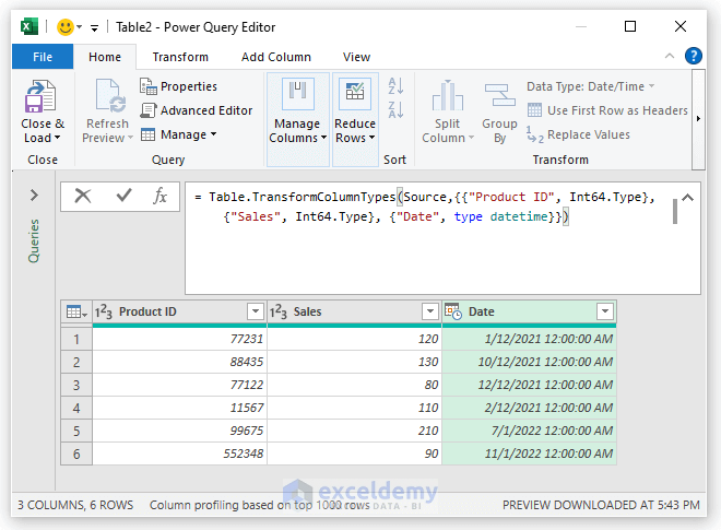 Using Power Query to Extract Month from Date