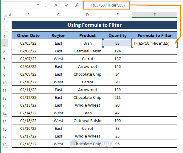 Formula -Hide Rows Based on Cell Value in Excel 