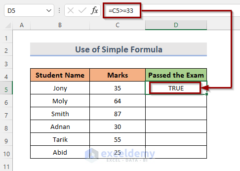 Examples of Using Greater Than or Equal to Operator in Excel Formula