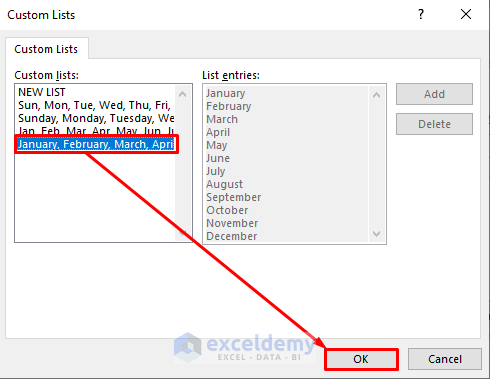 Perform Custom Sort Options to Sort by Month in Excel