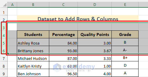 Selection of Multiple Rows to Add Multiple Rows in Excel