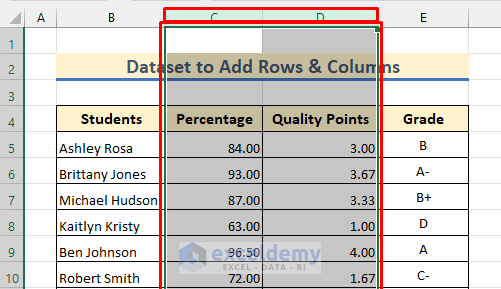 Multiple Columns Selection to Add Multiple Columns in Excel