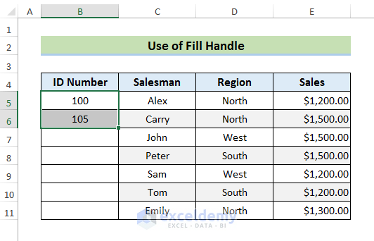 AutoFill Ascending Numbers Using Fill Handle in Excel