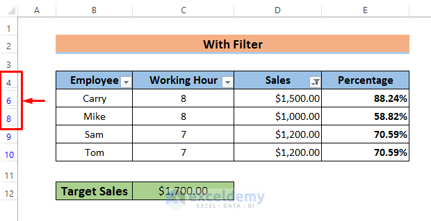 Filter Data to Calculate Percentage above Average
