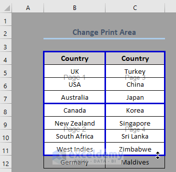 Change Print Area from Page Break Preview by dragging in Excel Worksheet
