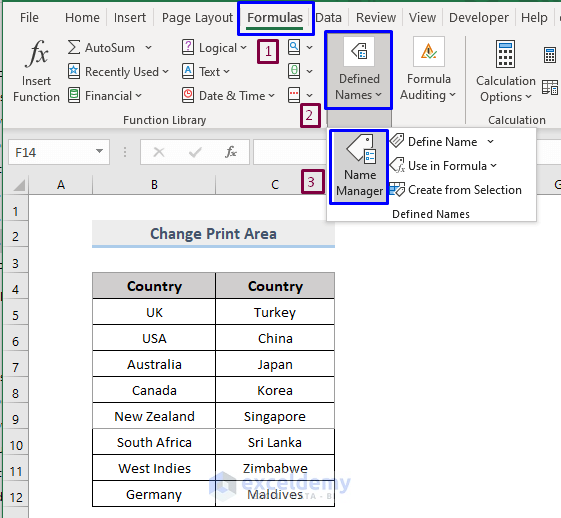 Change Print Area by Using Excel Name Manager