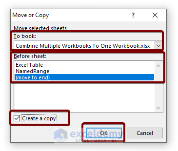 Copy the Worksheets to Combine Multiple Workbooks To One Workbook in Excel