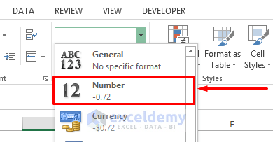 Convert Percentage to Number from the Home tab