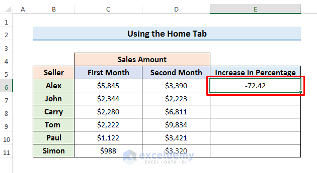 Convert Percentage to Number from the Home tab