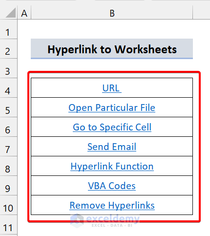 How to Create a Hyperlink in Excel (5 Easy Ways) - ExcelDemy