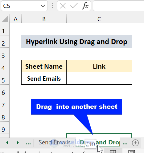 Create Hyperlink Using Drag and Drop in Excel