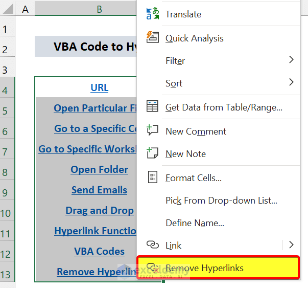 How to Remove Hyperlink in Excel