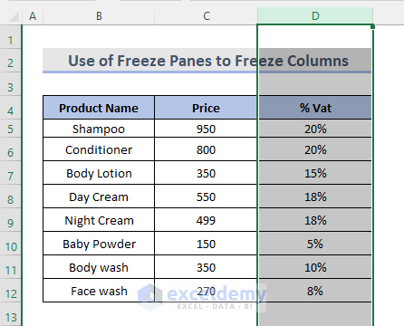 4 Different Criteria of Freeze Multiple Panes