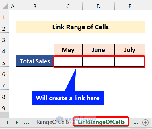 Linking Range of Cells in Excel