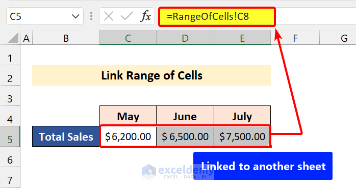 Linking Range of Cells in Excel