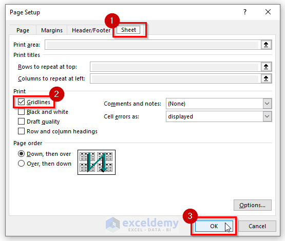 Excel Print Preview Mode for Printing Sheet with Lines