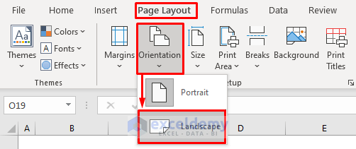 Print Landscape in Excel by Changing Page Orientation