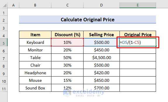 Compute Reverse Percentage to Obtain Original Price