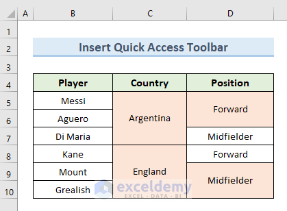 Insert the Unmerge Option in Quick Access Toolbar