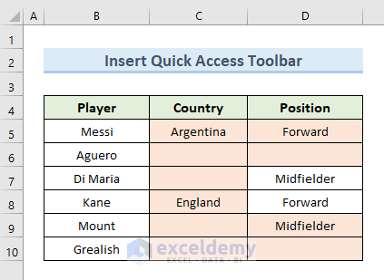 Insert the Unmerge Option in Quick Access Toolbar