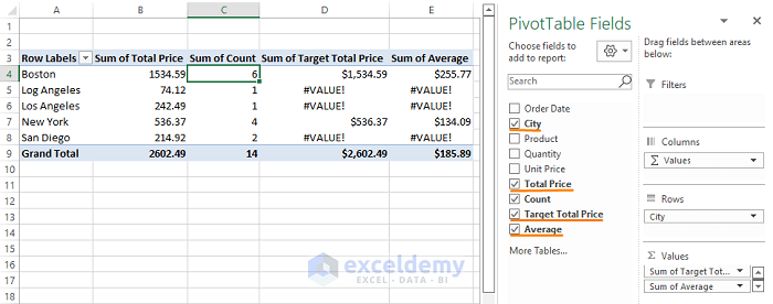 Do housework poverty tide Calculated Field Sum Divided by Count in Pivot Table - ExcelDemy