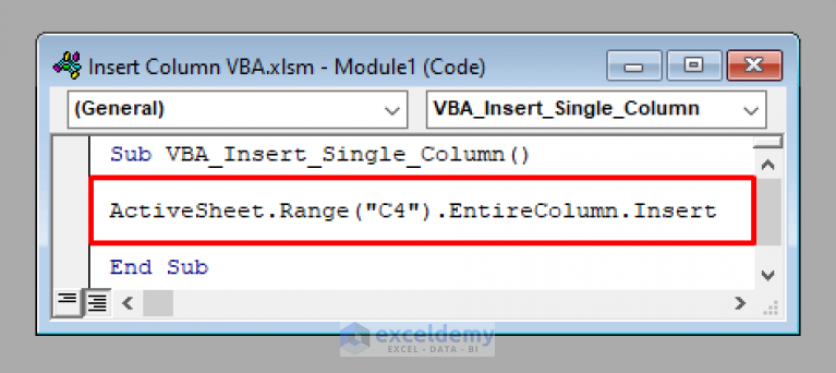Excel Vba Insert A Column – How to insert a column in Excel using VBA ...