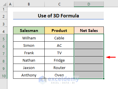 Link Sheets with Excel 3D Formula