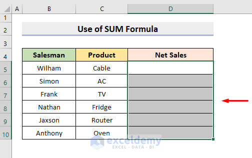 SUM Formula to Link Sheets in Excel