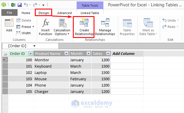 Link Tables Using Power Pivot