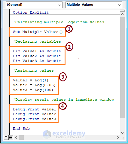 multiple values-VBA LOG