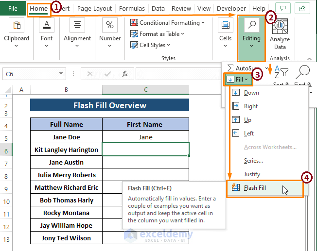 Applying Flash Fill-Flash Fill not Recognizing Pattern in Excel