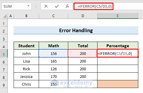 Error Handling While Using Percentage Formula in Excel