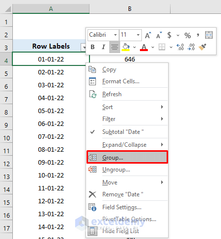 Use 4 Week Periods to Group Data in Pivot Table